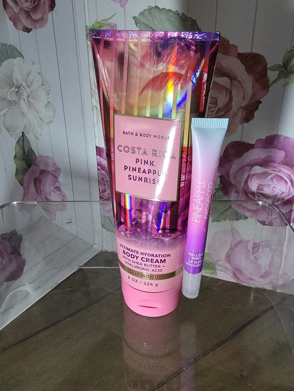 Bath & Body Works Pink Pineapple Sunrise• Costa Rica • Pineapple Lip Gloss BONUS